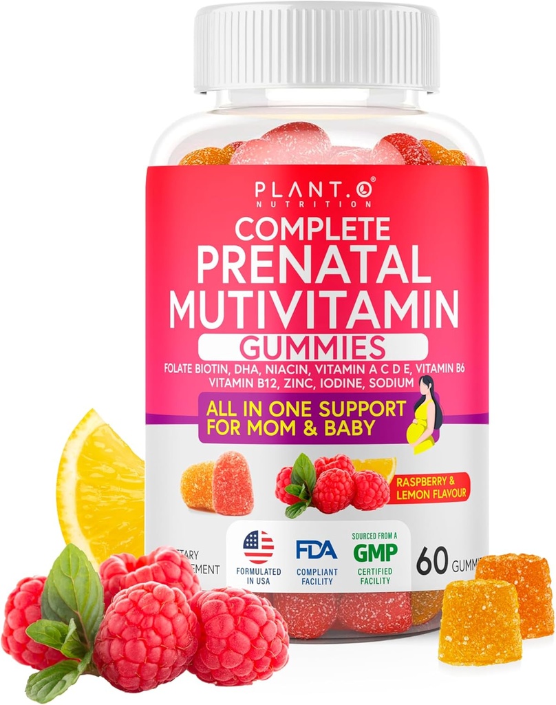 Gommies prénatales pour les femmes avec DHA, Folate, Vitamine B C D.D. Délicieux mélange multivitamine pour le soutien foetal et neural, os, énergie et immunité pendant la grossesse