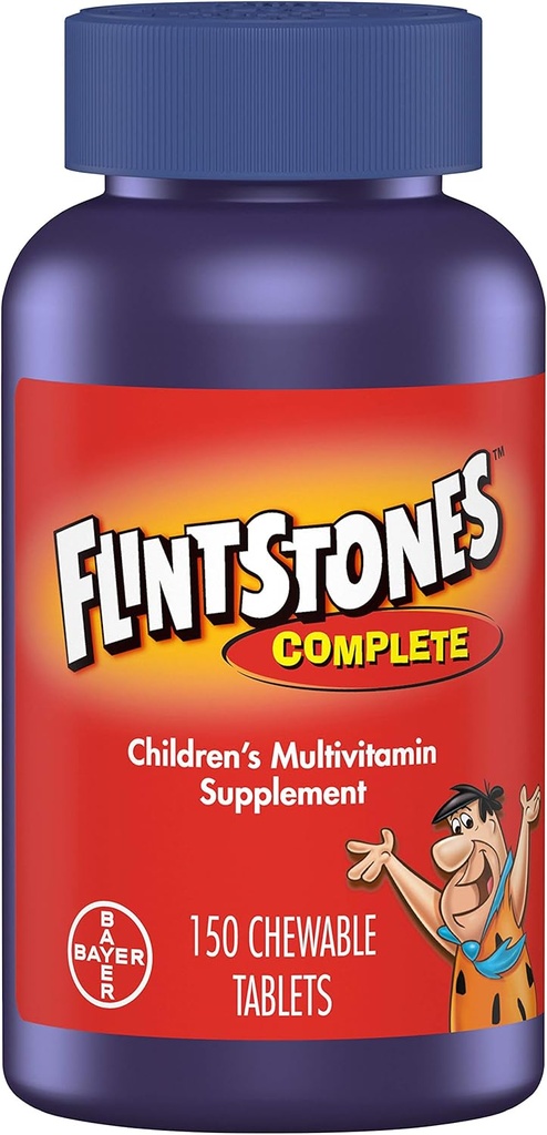Flintstones Kaubare Kinder Vitamine, Komplett Multivitamin für Kinder und Kleinkinder mit Eisen, Kalzium, Vitamin C, Vitamin D & mehr, 150ct
