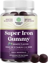 Extra Stärke Eisengummis für Frauen und Männer - Potent 45mg pro Servierbare Beilage für Frauen und Männer mit Vitamin C für höhere Absorption - Vegan Daily Iron Gummy Keine künstlichen Aromen