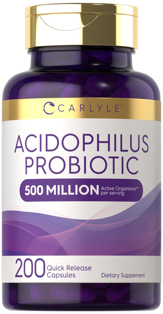Carlyle Acidophilus Probiotic Capsules für Damen und Herren | 500 Million CFU | 200 Pillen | Lactobacillus Supplement | Non-GMO und glutenfrei