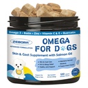 Omega 3 für Hunde mit Lachsöl, Fischöl für Hunde Haut und Mantel Ergänzung, Dog Allergy Relief, Hot Spot Behandlung, Anti Shedding, Hip & Joint Support mit EPA & DHA, Biotin, Vitamin E
