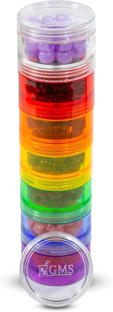 7 Tage Medizin Pill Organizer - Stapelbare Pille Box - Passt kleine Tabletten & Vitamin-Ergänzungen - Halten Sie Ihre tägliche Medizin an einem Ort - klein - Regenbogen