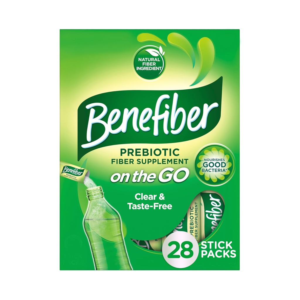 Benefiber On The Go Prebiotic Fiber Supplement Powder for Digestive Health, Daily Fiber Powder, Unflavored Powder Stick Packs - 28 Sticks (3.92 Unzen)