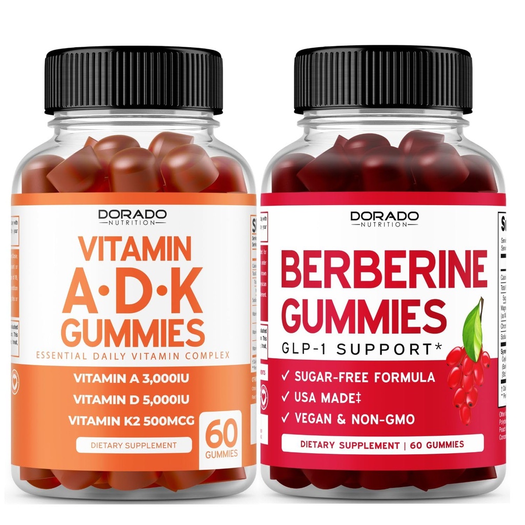 ADK Gummies Vitamin D3 K2 (60 Gummi) Zuckerfreies Vitamin D3 K2 - Ergänzung mit D & K - 10 Vegan Ergänzung - Berberine Gummies mit Ceylon Cinnamon für Erwachsene - Non GMO & Made in USA