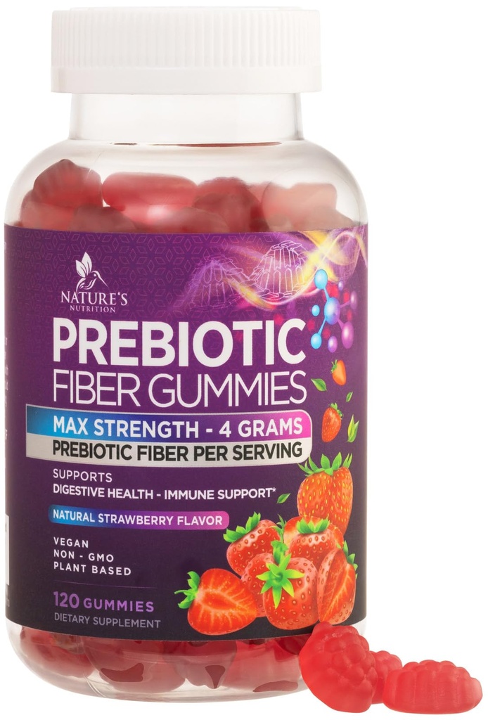 Fiber Gummies For Adults - Daily Digestive Health and Regularity Support - Soluble Fiber 4g Per Serving Gummy Supplement - Prebiotic Gut Support Gummy Plant Based Digestion Support - 120 Gummies