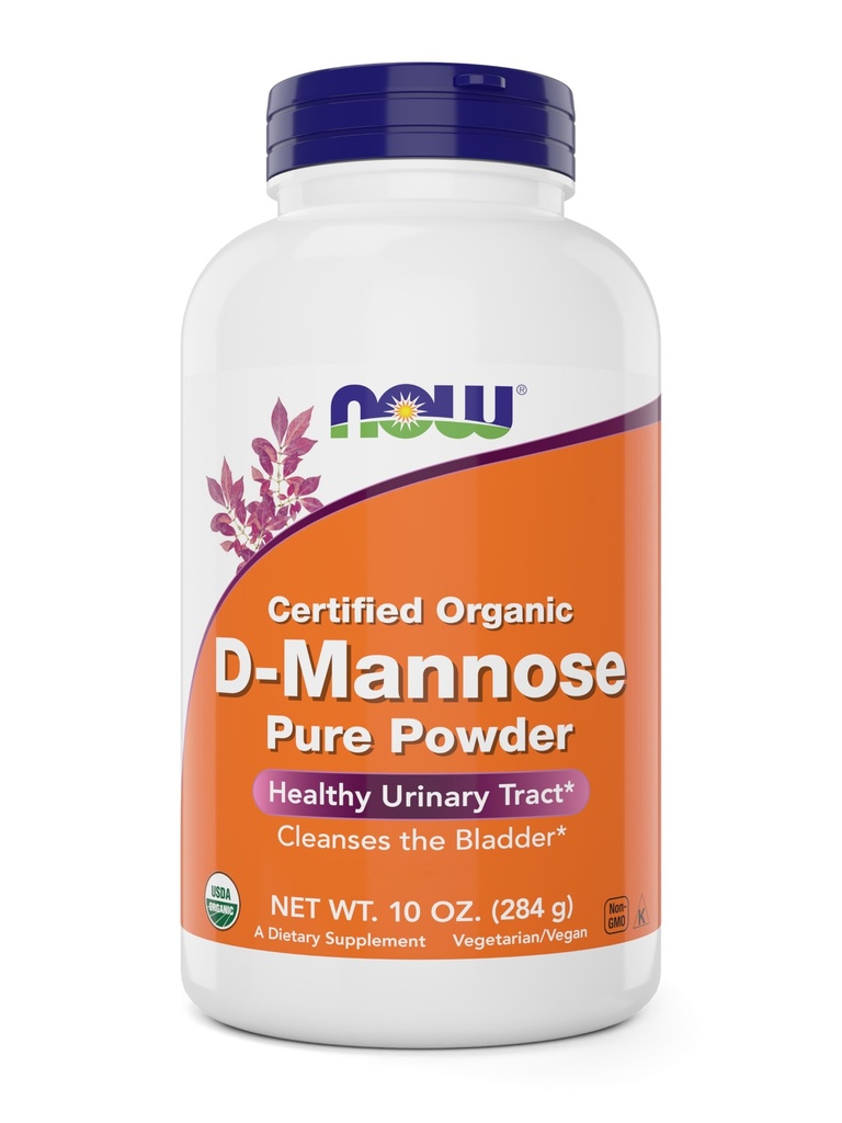 NOW Foods Pure, Organic D-Mannose 10 oz Powder - Bladder Cleanse and Urinary Tract Health Supplement - Non-GMO - Vegan Friendly - 2000mg / 2 Grams per Serving