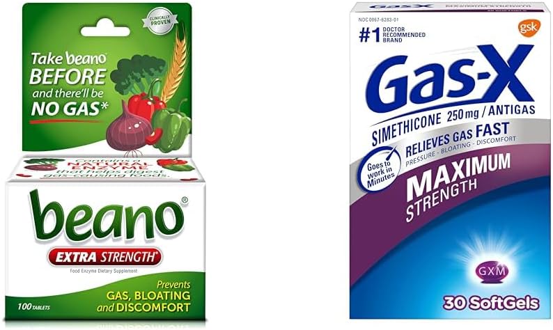 Beano Ultra 800 Count und Gas-X Maximale Stärke 250mg Simethicone 30 Count Gas Relief