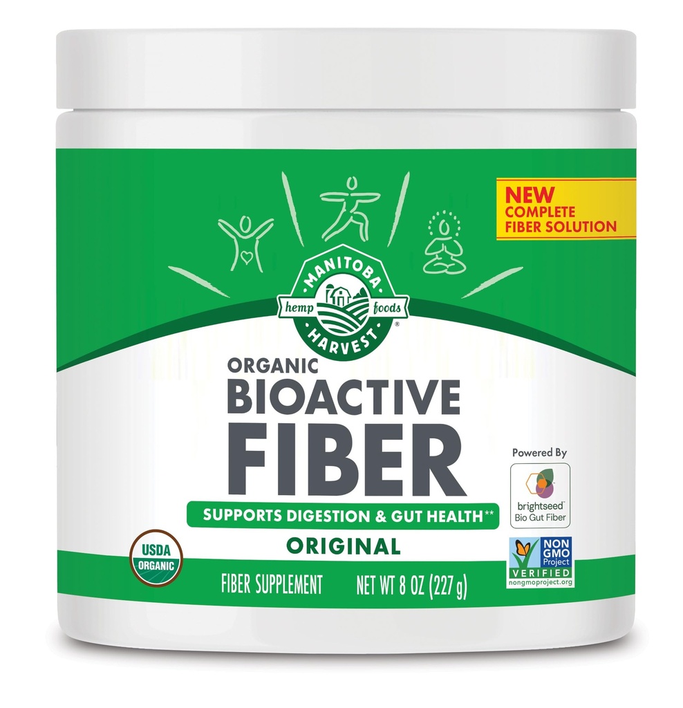 Manitoba Harvest Organic BioActive Fiber Supplement with 6g Fiber per Serving, Digestive Hemp & Psyllium Husk Powder, Non-GMO, Vegan & Kosher, 8oz