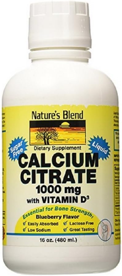 Nature's Blend Calcium Citrat mit D3 Blueberry Flavored Liquid 16 oz Jeder (Pack von 2)
