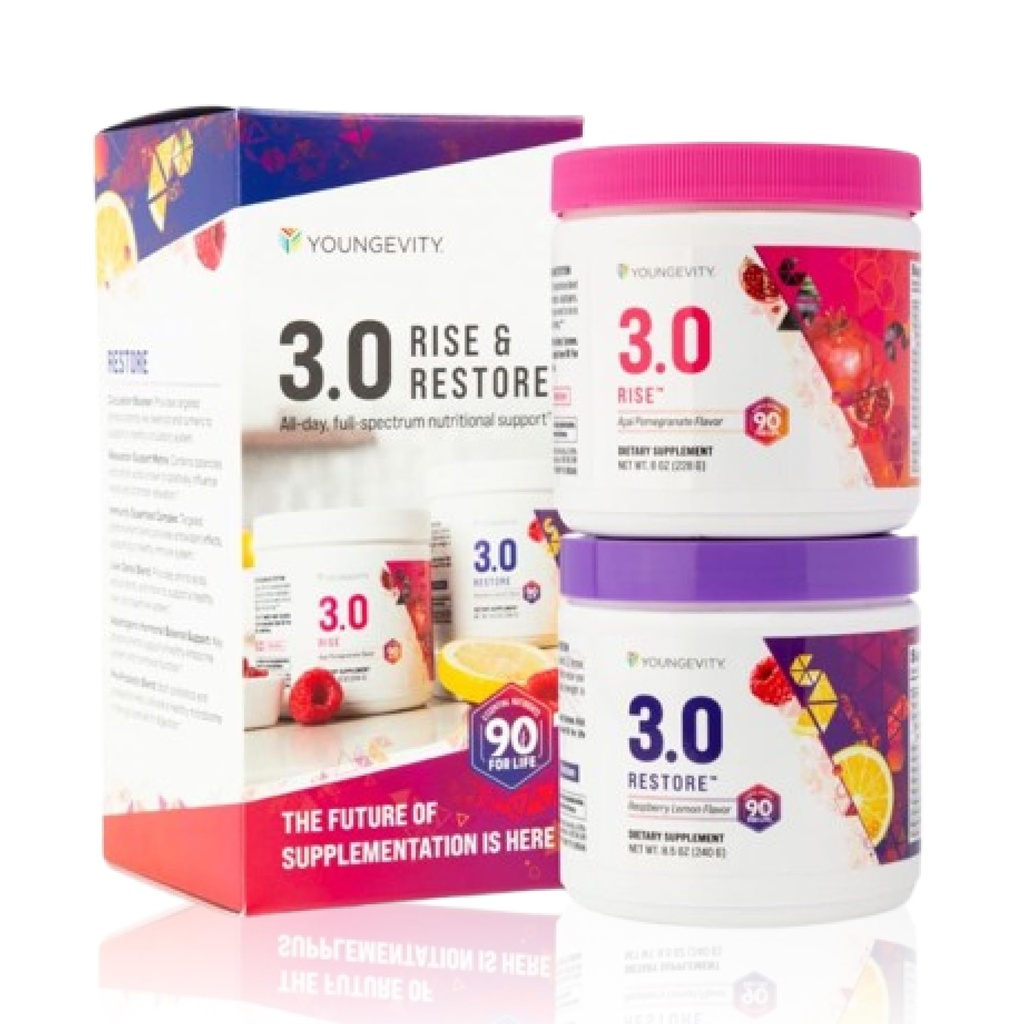 Youngevity Beyond Tangy Tangerine 3.0 Lève-toi et restaure: Supplément Dual-System pour Jour et Nuit: Énergie naturelle, Immune cognitive et support digestif: Acai Pomegranate & Raspberry Lemon