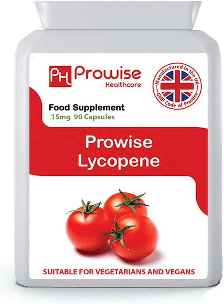 Lycopin 10% Beadlet 15mg 90 Kapseln - UK Hergestellt | GMP Standards von Prowise Healthcare - Geeignet für Vegetarier und Veganer