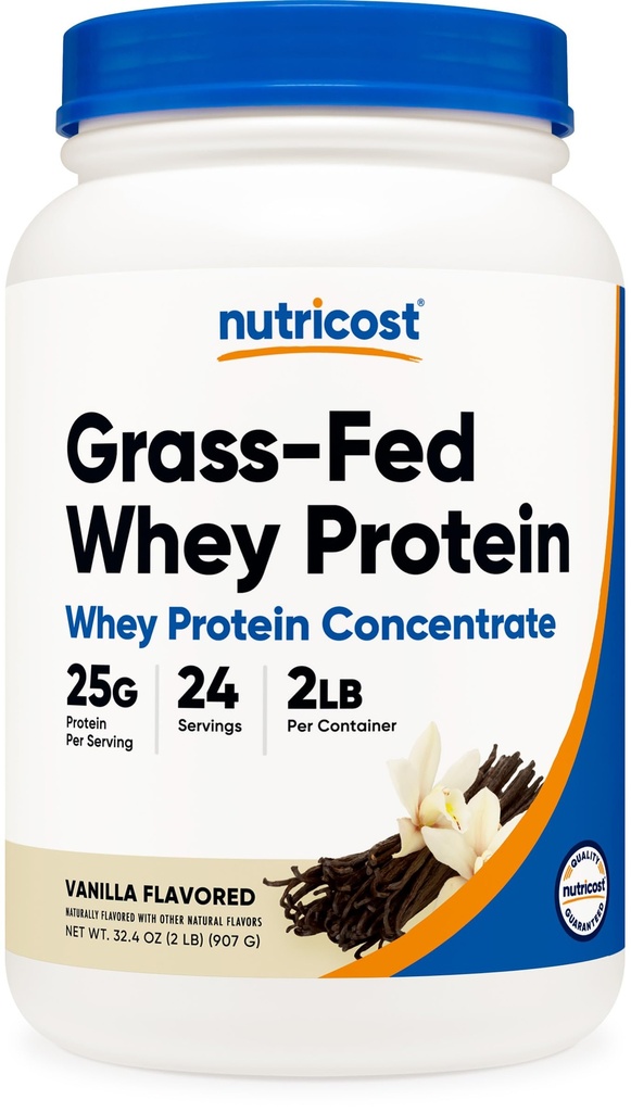 Nutricost Grass-Fed Whey Protein Konzentrat (Vanilla) 2LBS - Ungesättigt, Non-GMO, Glutenfrei