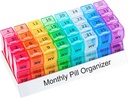 Organisateur mensuel de pilules 2 fois par jour, un mois Pill Box AM PM, 30 jours Pill Case petits compartiments pour tenir la vitamine et la médecine de voyage Organisateur, 31 jours Pill Organisateur, 4 semaines Pill Cases