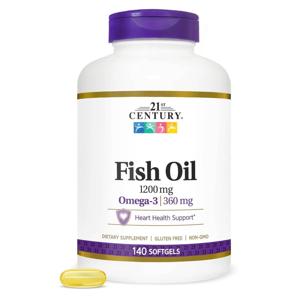 Huile de poisson du 21e siècle 1200 mg Softgels, 140 Compte