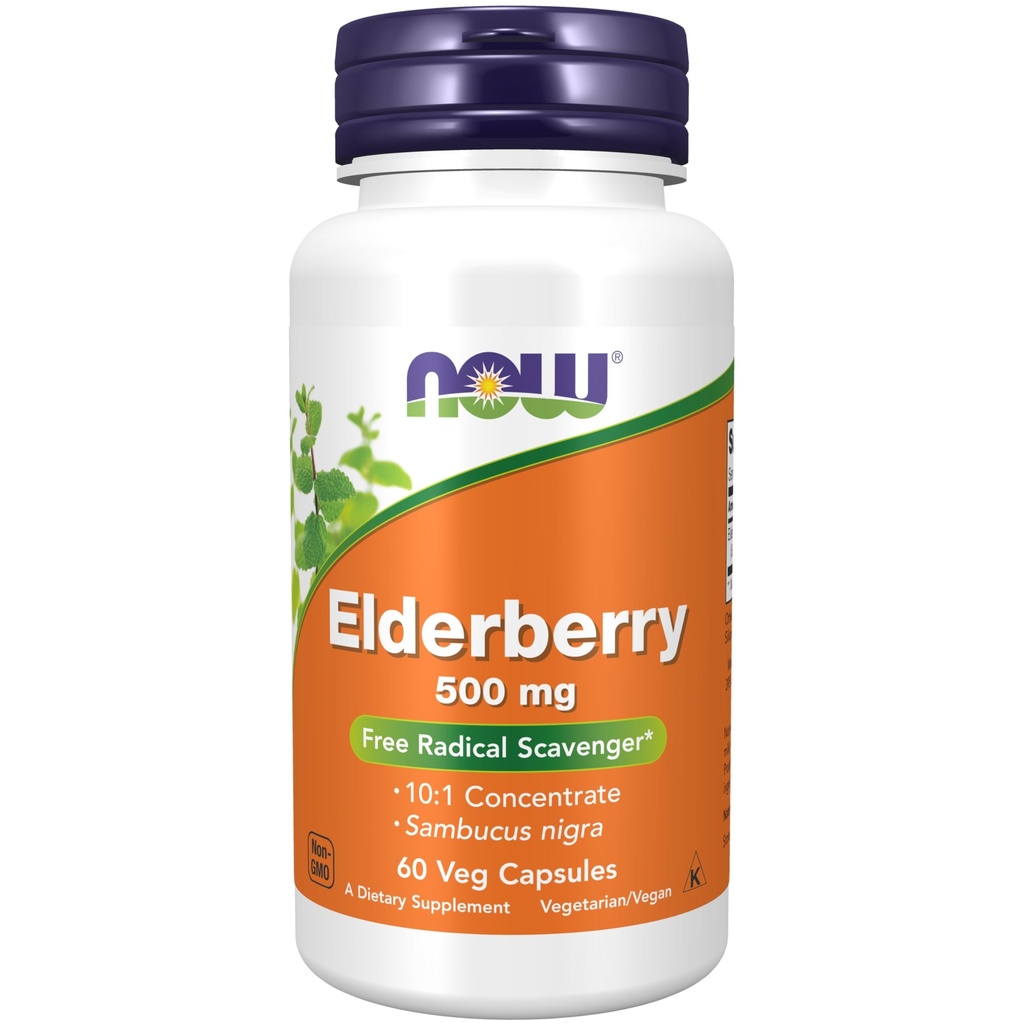 JETZT Nahrungsergänzungsmittel, Elderberry (Sambucus nigra)500 mg, 10:1 Konzentrat, 60 Veg Kapseln