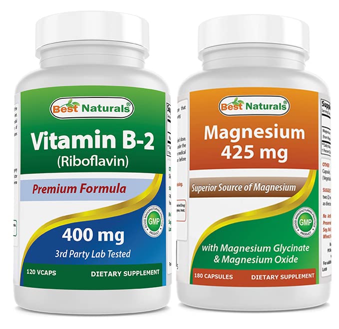 Best Naturals Vitamin B2 (Riboflavin) 400mg & Magnesium Glycinat 425 mg