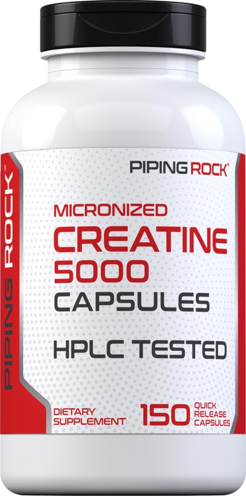 Piping Rock Creatine Monohydrat Kapseln | 5000mg | 150 Pillen | Mikronisierte Ergänzung für Männer und Frauen | Non-GMO, Glutenfrei