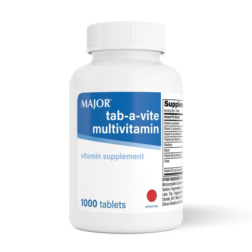 MAJOR Tab-A-Vite Multivitamin Tablets - Glutenfreies Multivitamin für Erwachsene, unterstützt Gesamtgesundheit, Multimineral Supplement, 1000 Zähler