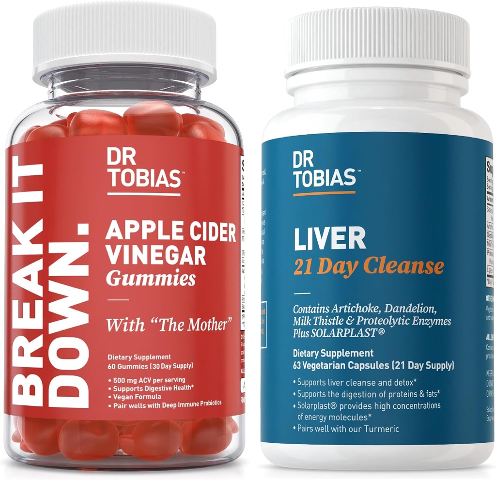 Dr. Tobias Liver 21 Day Cleanse und Apple Cider Essiggummis - unterstützt Verdauungs- und Leberdetox, Vegan, Non-GMO