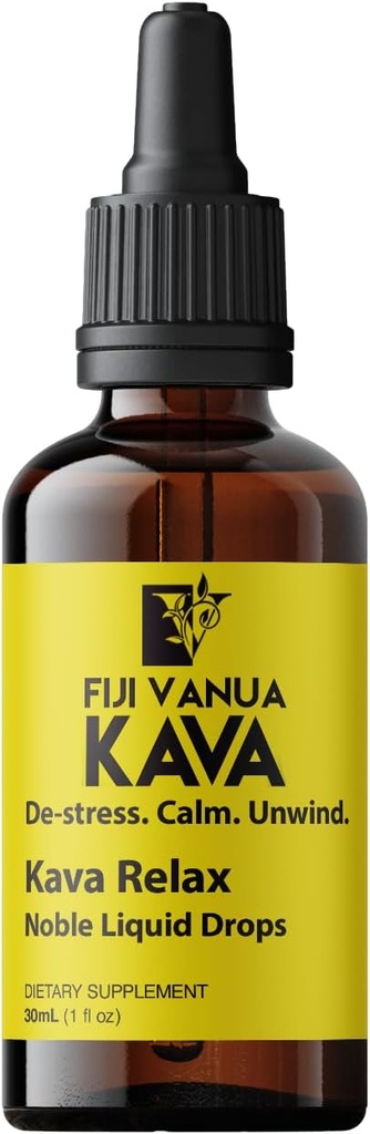 Fiji Vanua Kava RelaxTM, Pure Kava Kava-Ergänzung mit beruhigenden Eigenschaften, mit California Poppy, Hops, Skullcap & Passionflower, Flüssigkeitstropfen zu beruhigen und zu entspannen