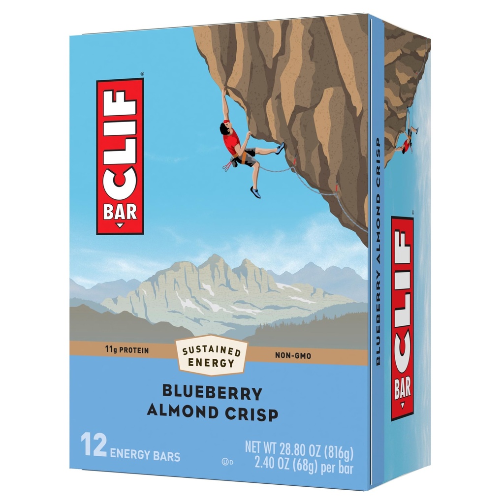 CLIF BAR - Blueberry Mandel Crisp - Made with Organic Oats - Non-GMO - Plant Based - Energy Bars - 2.4 Unze (12 Pack)