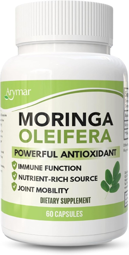 Arymar Moringa Oleifera 630mg - 60 Capsules - Supplément Antioxydant-Rich pour le bien-être général