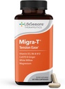 LifeSeasons Migra-T with Relieve-R PM - Supplément de prévention et de soulagement de la migraine - soutient les maux de tête sévères - réduit la sensibilité à la lumière sonore et à l'odeur - Feverfew, White Willow, Magnesium Ginger & CoQ10