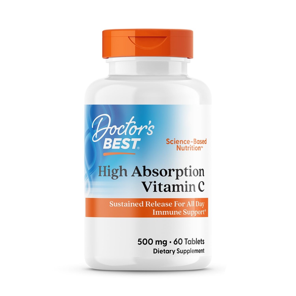 Les médecins Meilleure vitamine C haute absorption avec PureWay-C, libération prolongée pour toute la journée de soutien immunitaire, non-OGM, sans gluten, sans soja, végan 60 comprimés