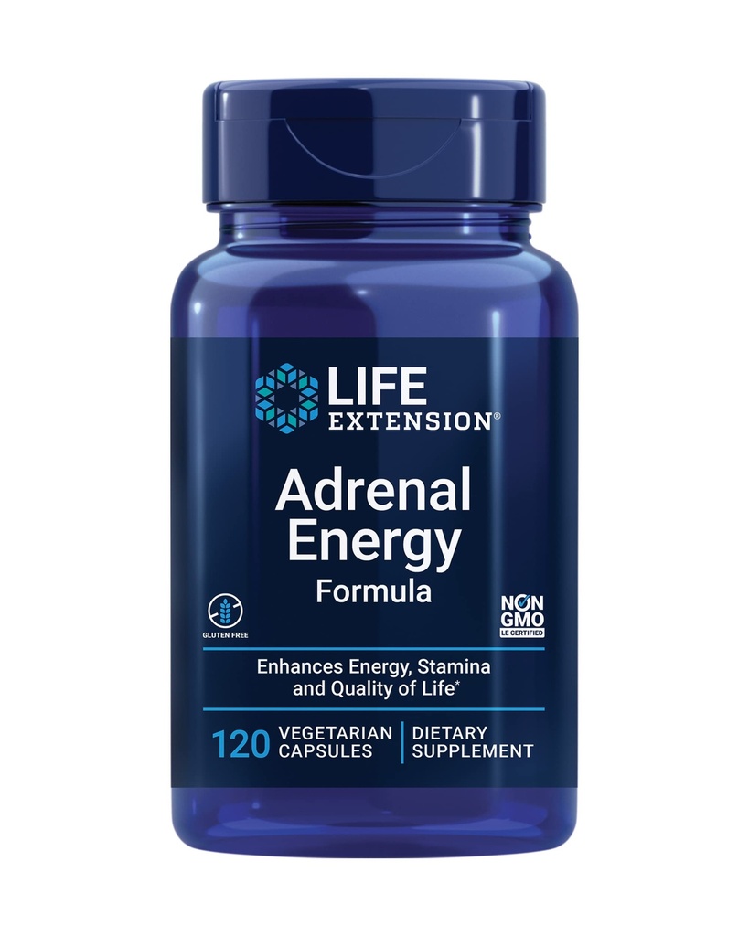 Lebensverlängerung Adrenal Energy Formel, Hilft hemmen die Auswirkungen von Stress, heilige Basilikum, Cordyceps, bacopa und ashwagandha, Gluten Free, Non-GMO, Vegetarisch, 120 Kapseln