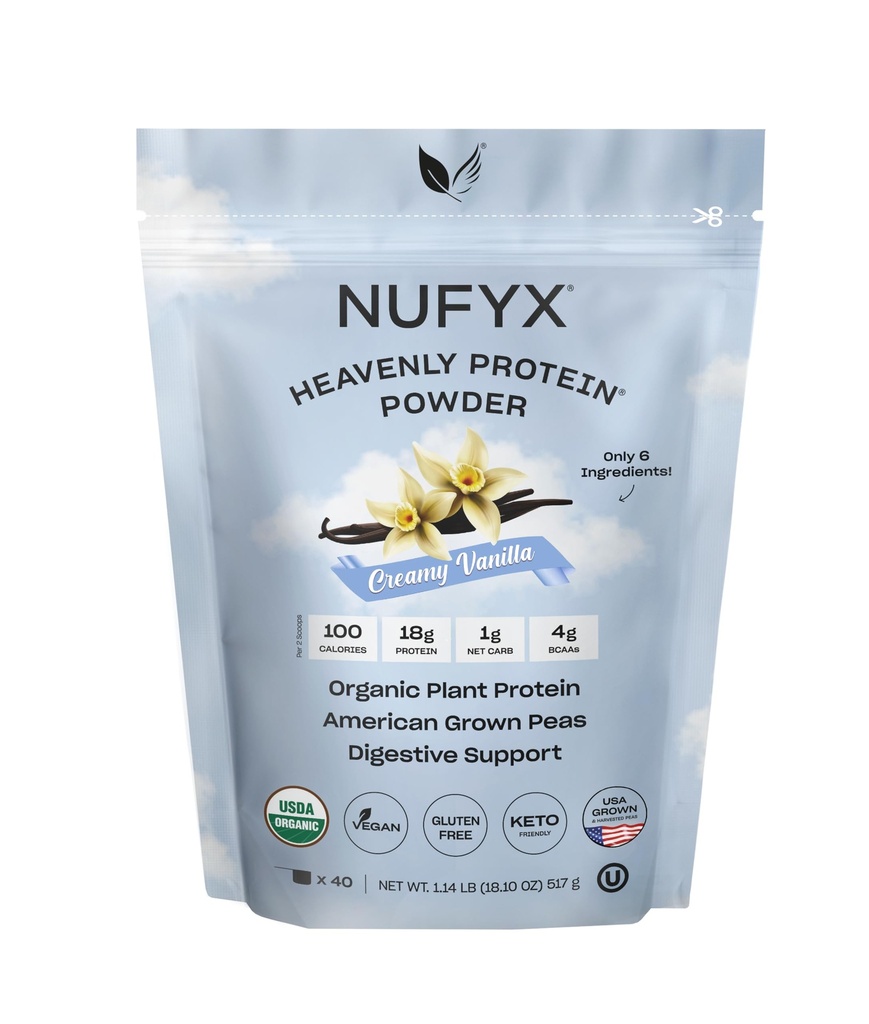 NUFYX® • Himmlisches Protein®-Pulver • Welt feinste 100% organische amerikanische Grown-Bäse • Vegan • Glutenfrei • Niedrige Kohle (Kreamy Vanilla, 40 Scoops)