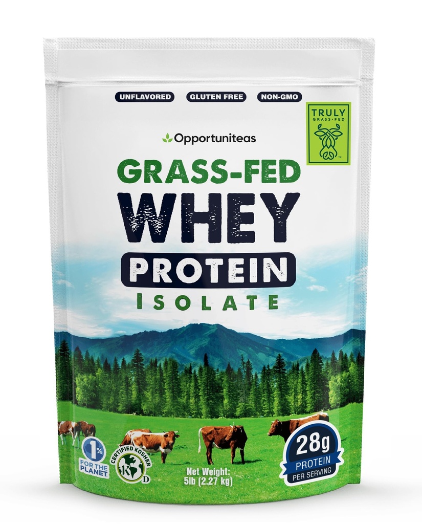 Opportuniteas Grass Fed Whey Isolate Protein Powder - Unflavored 28g Protein Pulver ohne künstliche Süßungsmittel, Hormonfreie Kühe, GMO - 5lb