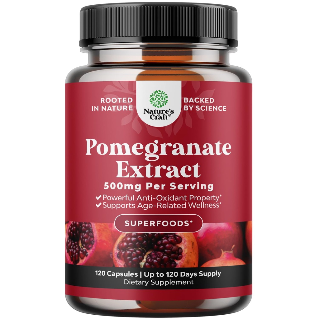 Advanced Antioxidant Superfood Granatapfel Ergänzung - Natürliche Granatapfel-Extrakt Polyphenole Ergänzung für Herzgesundheit und Gelenkunterstützung - Reds Superfood Pulver Kapseln für Männer und Frauen 120ct