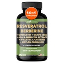 Gade Nutrition Resveratrol Berberine Quercetin Graines de raisin Extrait de thé vert N-acétyl Cystéine - Supplément complexe 14 en 1 pour les femmes et les hommes avec des antioxydants puissants - Fabriqué aux États-Unis