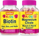WellJa Biotin Kids + Magnesium Citrate Kids, Gummie Bundle - Große Verkostung, Vitamin-Ergänzung, Glutenfrei, GVOfrei, Kaugummi