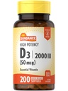 Sundance High Potency D3 2000 IU | 200 Quick Release Softgels | Essential Vitamin Formel | Non-GMO und glutenfreie Ergänzung