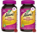 Nature's Way Alive! Haar-, Haut- & Nails-Gummi, Advanced Beauty Formula*, mit Biotin und Collagen, Erdbeer-Flamoured, 60 Gummi (Packaging May Vary) (Pack of 2)