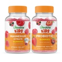 Magnesium Lifeable Kids + Probiotique 2 milliards UFC Enfants, Gummies Bundle - Grande dégustation, supplément de vitamine, sans gluten, sans OGM, gummy à croquer