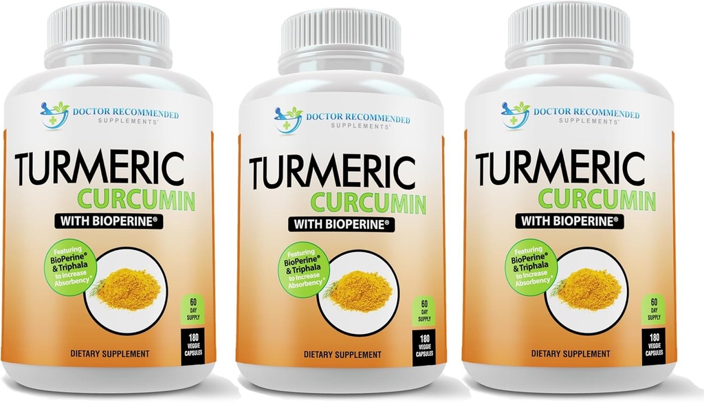 Turmeric Curcumin Supplement - 2250mg/d - Veggie Caps - 95% Curcuminoids with Black Pepper Extract (Bioperine) - 750mg Capsules - 100% Organic - Most Powerful Turmeric (Pack of 3)