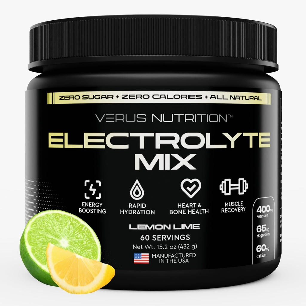 Elektrolyte Pulver Kein Zucker-Zo Calorie Hydration Pulver | Zucker freie Elektrolyte für Fasten, Keto & Vegan | Natürliche Inhaltsstoffe Elektrolyt-Mischung, 60 Portionen (Lemon Lime)