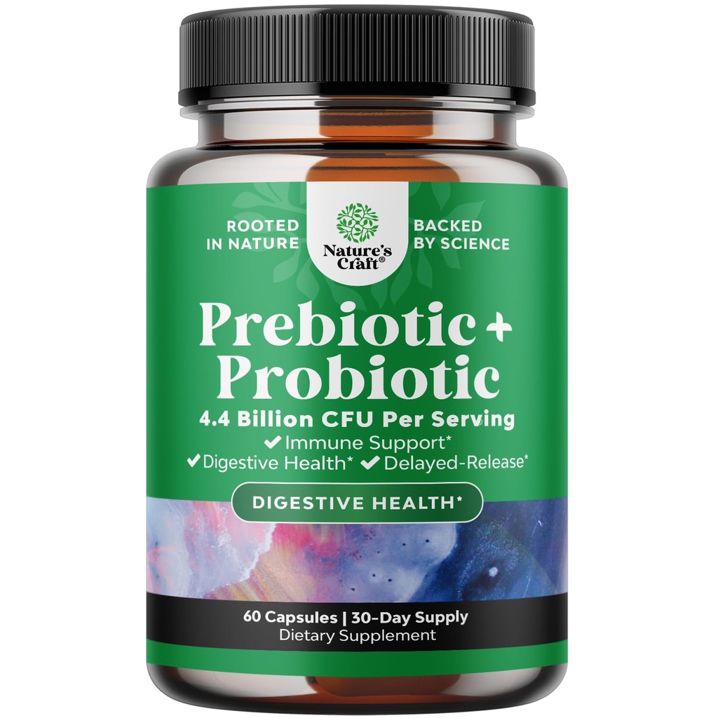 Prébiotiques et probiotiques Gut Health Supplement - Super Potent Digestive Health Acidophilus Probiotique Capsules avec les hommes et les femmes Probiotiques et prébiotiques pour le soutien digestif Colon et l'immunité