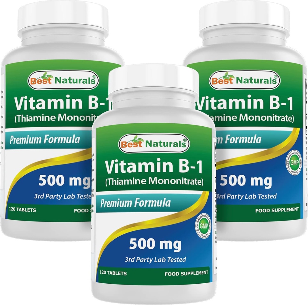 Best Naturals Vitamin B1 als Thiamine Mononitrate 500 mg 120 Tabletten (120 Graf (Pack von 3))