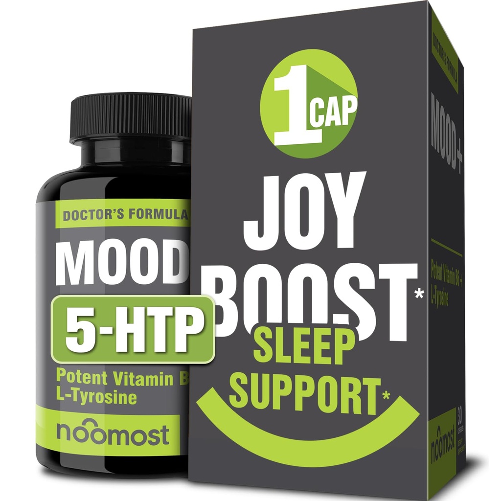 NooMost Mood-Supplement für Mood-Boost, ruhige Geist & Körper, Stress-Reaktion, Energie-Ergänzung - Kräuter-Adaptogene: Ashwagandha, L Tyrosin, 5 HTP, Leidenschaft Blume, 30 Zähler