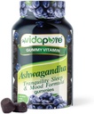 Ashwagandha Gummies, extrait de racine de haute puissance Ashwagandha avec glycin de magnésium, Mélatonine, B6, racine valériane, GABA, fleur de passion pour les hommes et les femmes. 60 Compte 30 portions par myVidaPure
