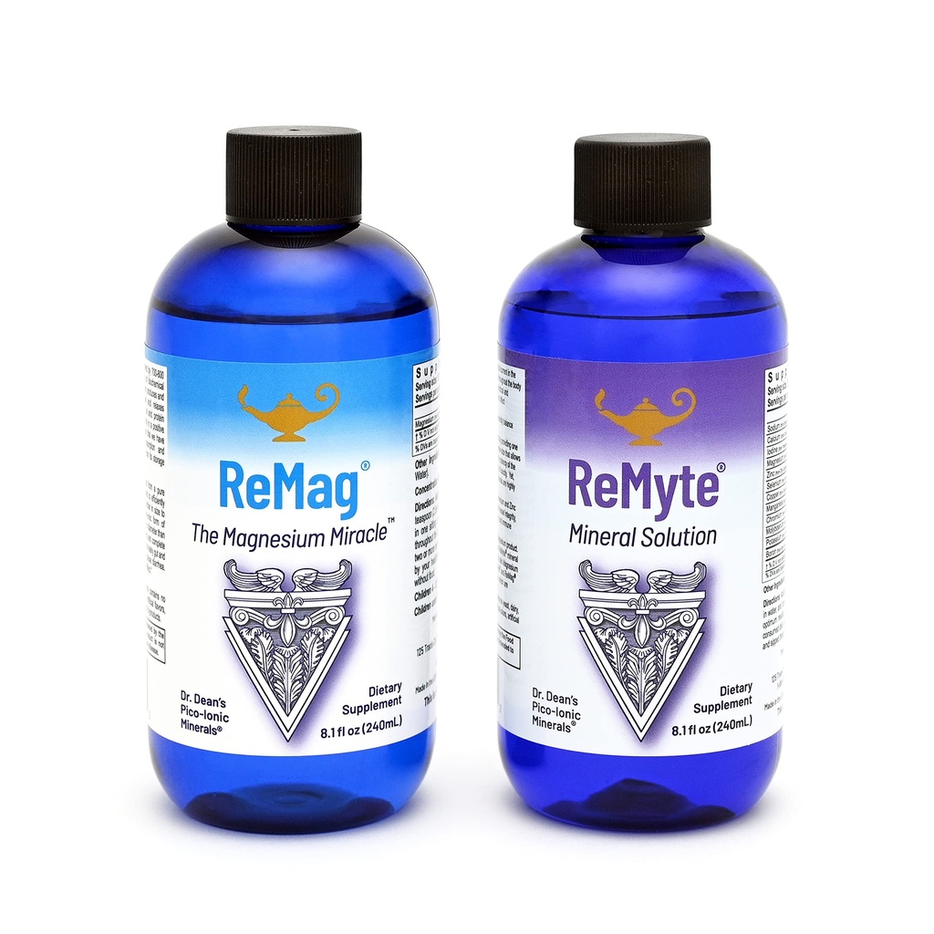 RnA ReSet ReMag & ReMyte – Flüssiges Magnesium und Multi-Mineral Supplement Bundle, 8.1 Fl Oz Jeder (2-Pack)