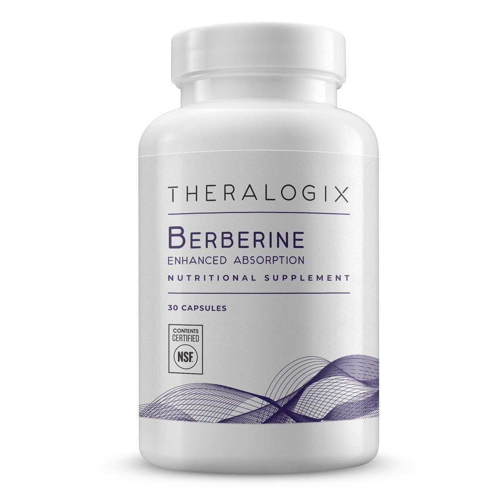 Theralogix Berberine Absorption améliorée - 30 jours d'approvisionnement - Fabriqué avec du phytosome berbérique pour aider à soutenir le métabolisme sain et l'équilibre hormonal* - Certifié NSF - 30 capsules
