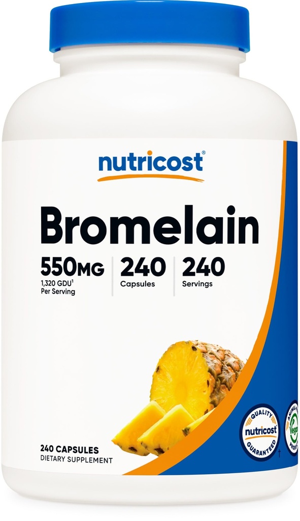 Nutricost Bromelain Kapseln (240 Kapseln) - 550 MG pro Servieren, Vegan, Non-GMO, GMP Kompliant