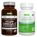 Vegan Omega-3 + Complexe Calcium et Magnésium Bundle végétalien, EPA durable et DHA Huile d'algues 1340mg + 2:1 Complexe minéral d'algues à base végétale, par Igennus