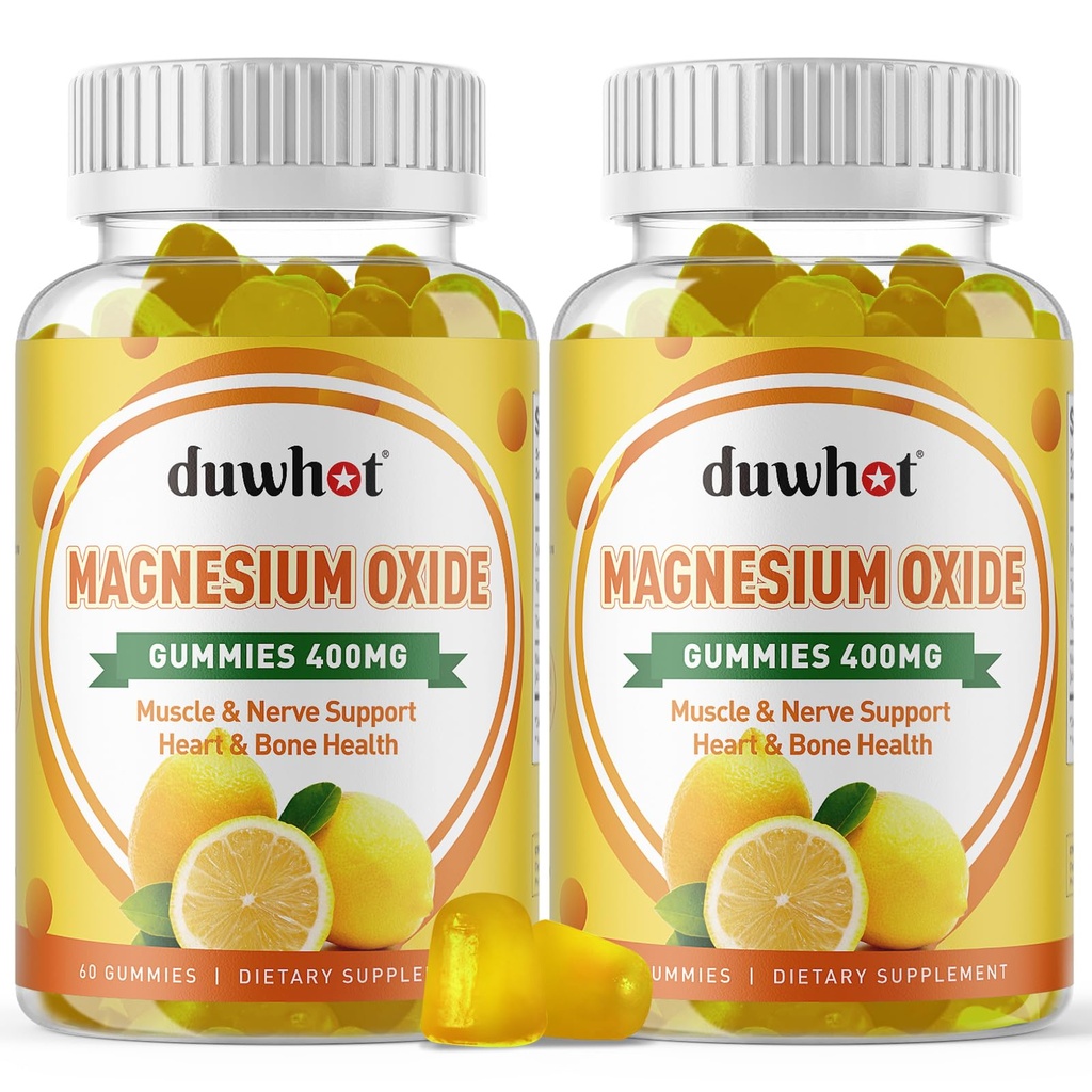 Magnesiumoxidgummis 400mg, Magnesiumoxid Kaubare Ergänzung für Erwachsene & Kinder, Nerve, Muskel, Knochen & Herz Unterstützung, Non GMO, Pektin, Vegan, 120