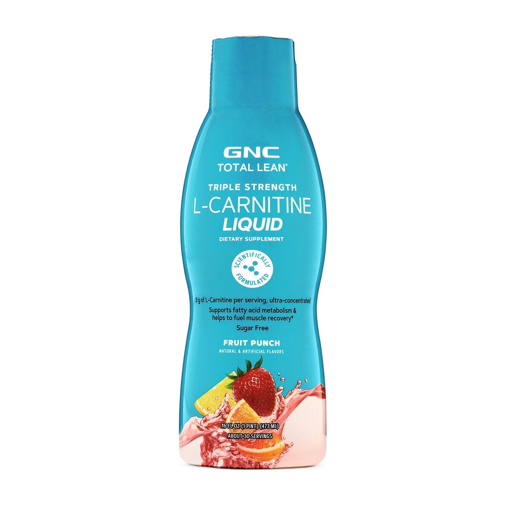 GNC Total Lean Triple Strength L-Carnitin Flüssigkeit | Unterstützt Fettsäure Stoffwechsel und hilft, um Muskel-Recovery, Sugar Free | Fruit Punch | 16 fl.oz