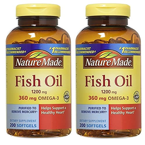Naturgemachtes Fischöl 1200mg mit Omega-3, 400 Softgels